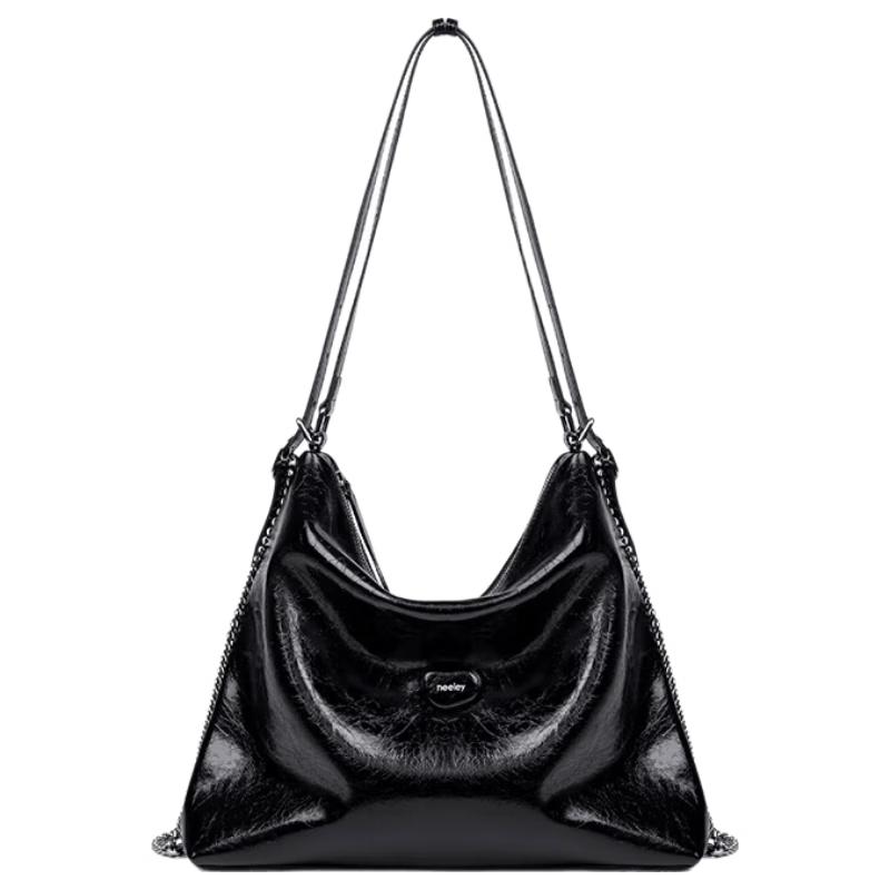 NEELEY Women s Genuine Leather Versatile Large Tote Bag Large чёрный