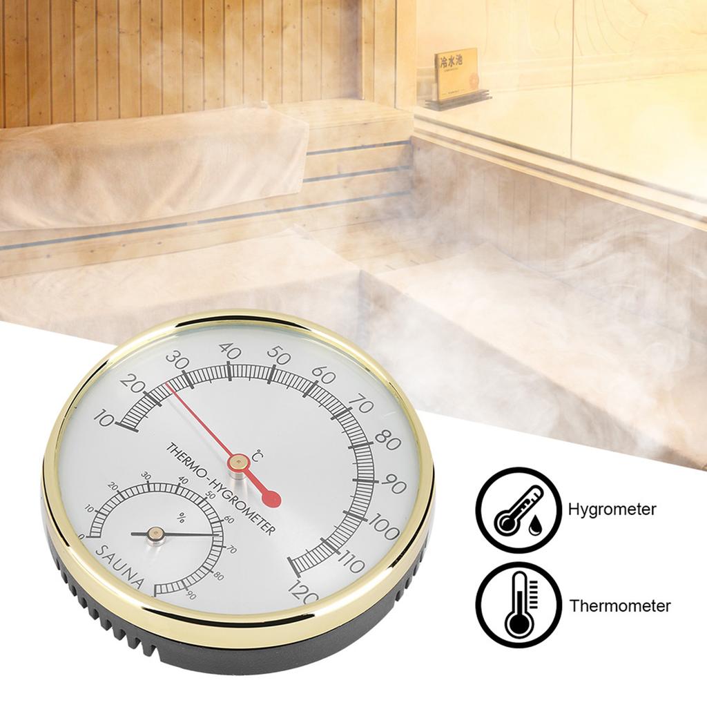 Indoor Thermometer-Hygrometer with Metal for Sauna Rooms, High , Scale with Pleasant Color, Widely Used for Temperature and Humidity Mea