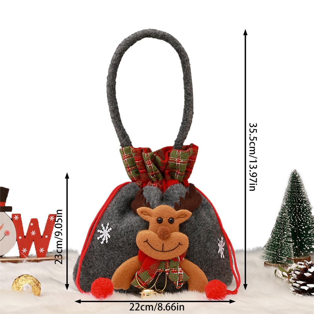 Christmas Eve Candy Bag with Cute Elk Doll Design Festival Gift Bag Suitable for Mantel Shelf Table