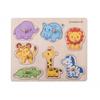 Wooden Safari Animals Puzzle - EVEREARTH - 7 Pieces - For Child Aged 1-2 Years