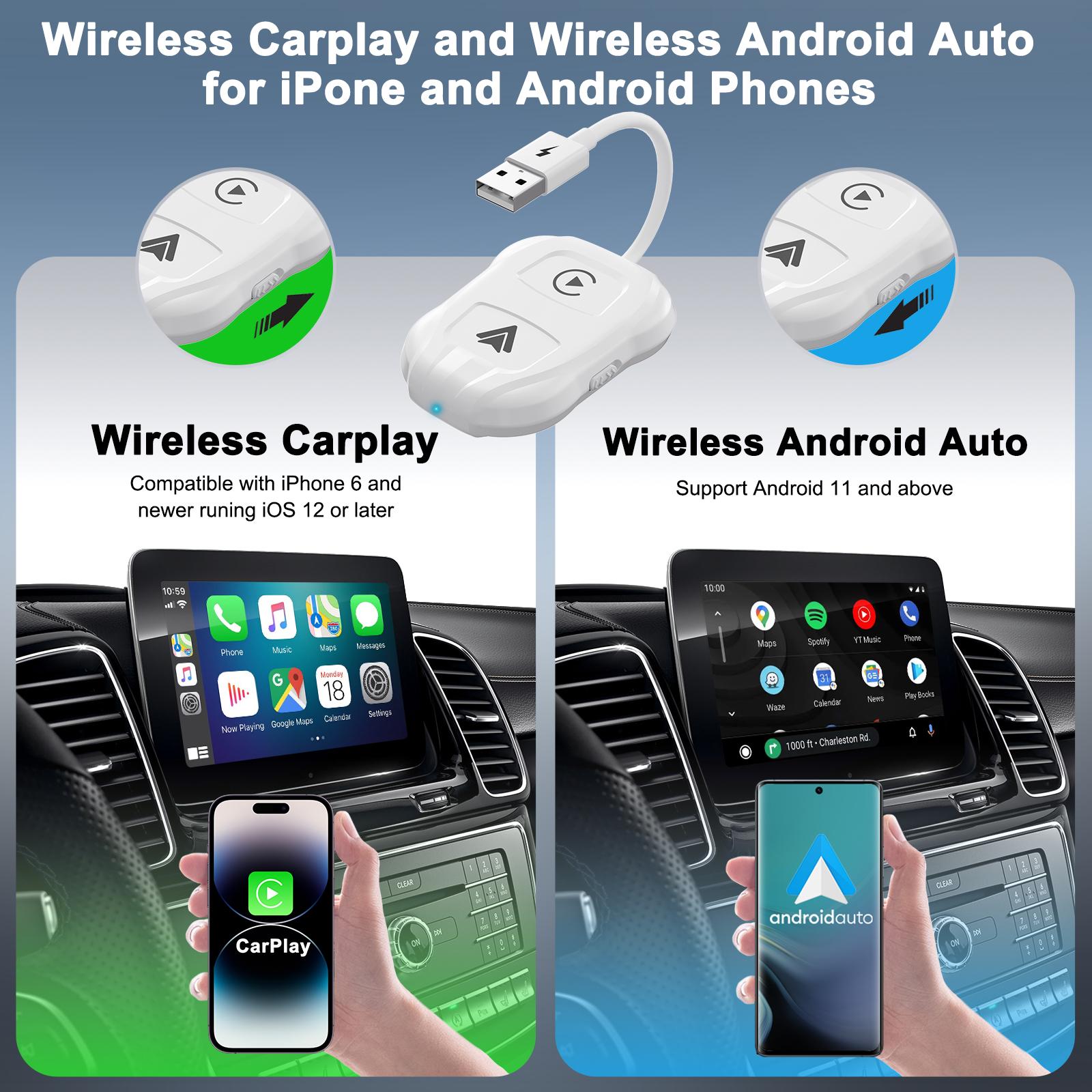 

THT-020-9 Car Wireless Carplay Android Auto Dongle Wired to Wireless Adapter Black