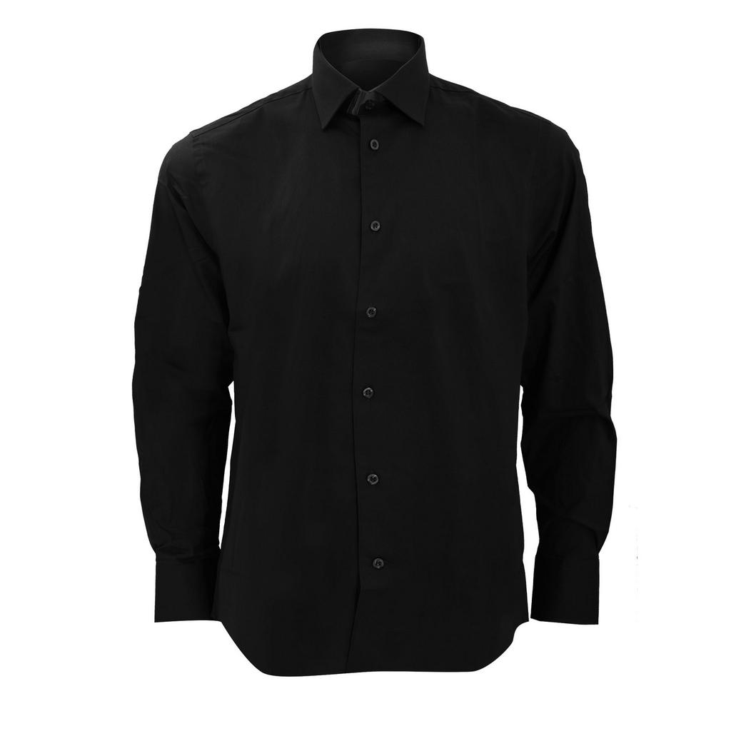 Russell Collection Mens Stretch Fitted Long-Sleeved Shirt