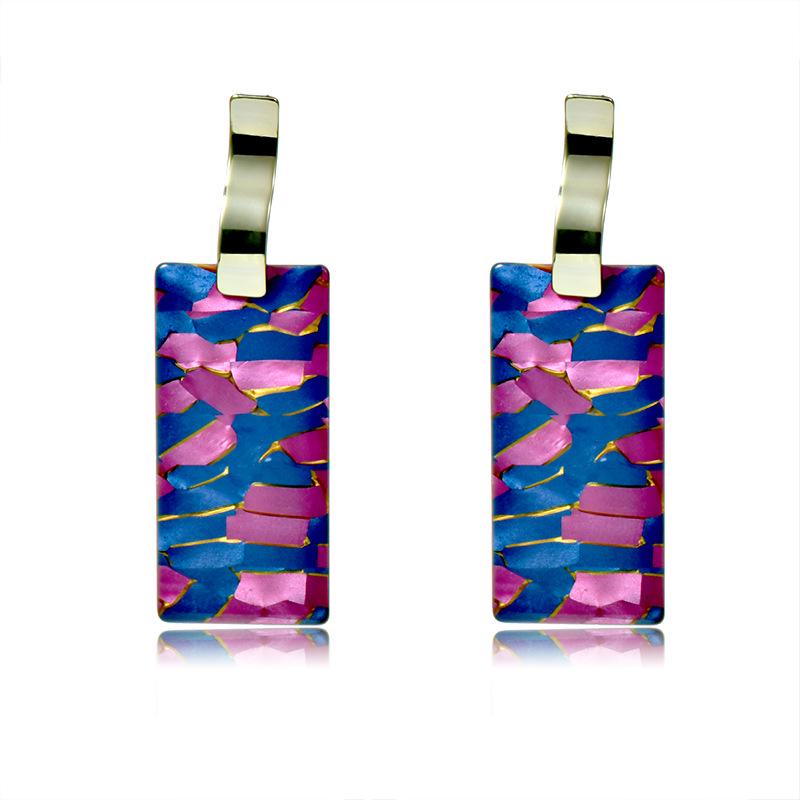 

Геометрические серьги-кисточки с цветными блоками из ацетата и серебряными иглами - Женские прямоугольные эффектные украшения красный/сливовый