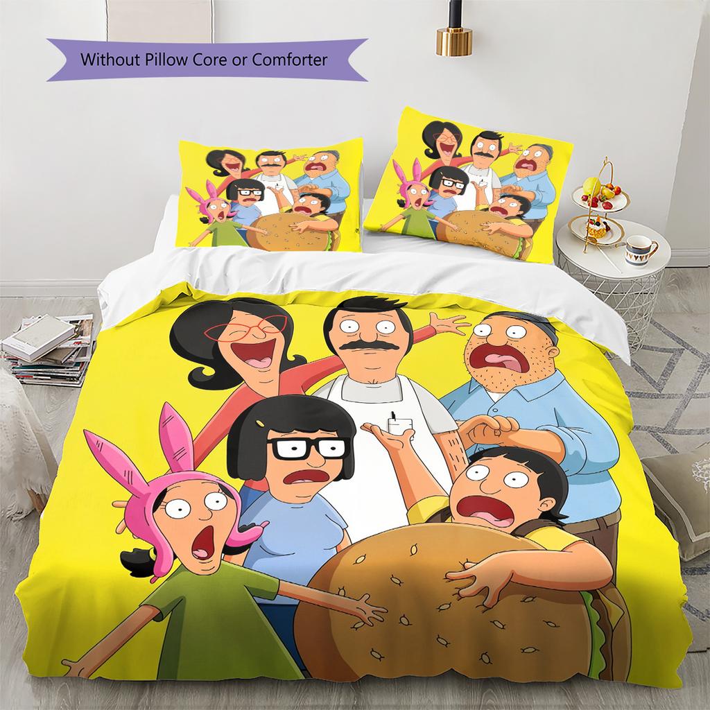 Bob's Burgers Pattern Bedding Quilt Set Home Decoration Gift (1 * Duvet Cover + 2 * Pillowcase Without Core)