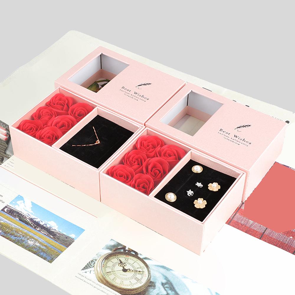 6-Rose Bouquet Jewelry Gift Box with Openable Compartment for Rings Necklaces Earrings - Valentine's Day 520 Romantic Present