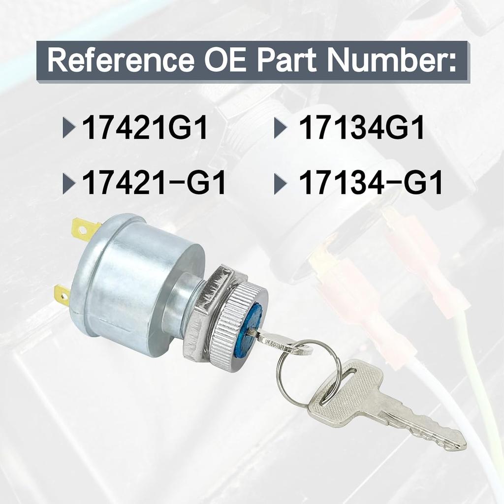 Ignition Switch and Key Replace 17421G1 17134G1 Fit for E-Z-GO EZGO Golf Cart 2 Terminals Carabiner