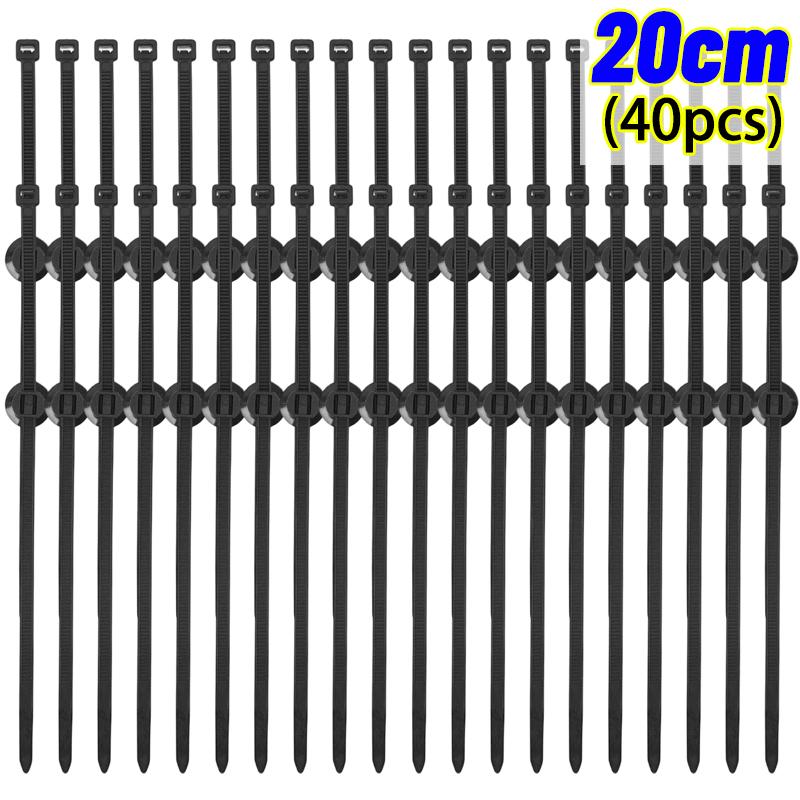 Universal Car Wiring Harness Fastener Clip Push Mount Cable Tie Nylon Zip Tie Auto Wire Loom Fixer Retainer Strap Set 15cm 20cm