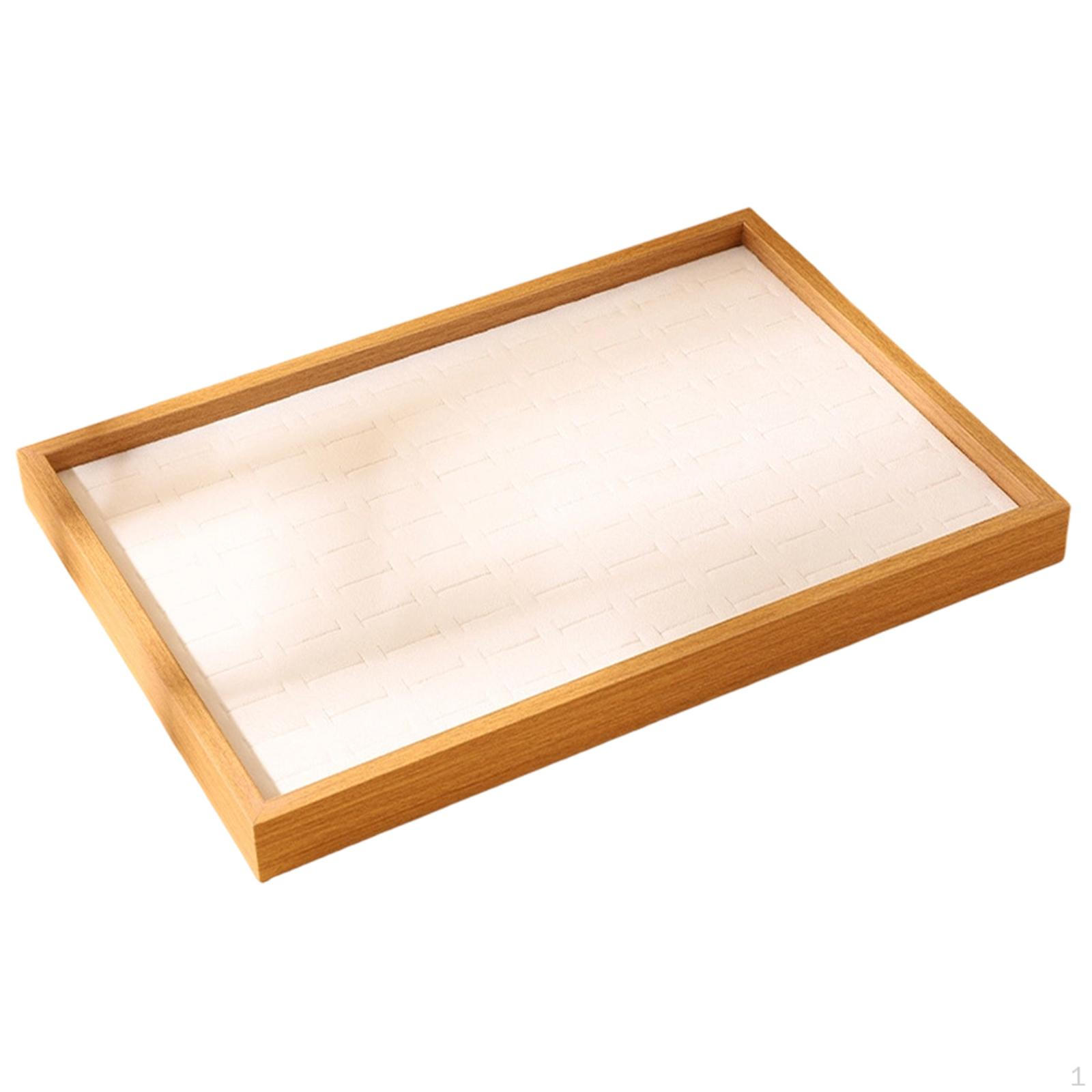 

Display Tray Organizer Portable Large Capacity Gifts Versatile Storage Case Wood Ornament Daughter Beige White