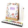 2026 Desk Calendar Water-Resistant Multipurpose Monthly Desk Calendar with Pre-Printed Canvas Paints DIY Art Supplies