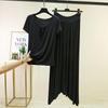 Spring & Summer Modal Tie-Up Round Neck Tee & Drawstring High Waist Long Skirt Set