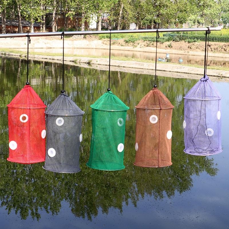 Fishing Baits Trap Foldable Fish Basket for Shrimp Heavy Duty Braided Fishing Net with Storage Bag Basket Baits Cage