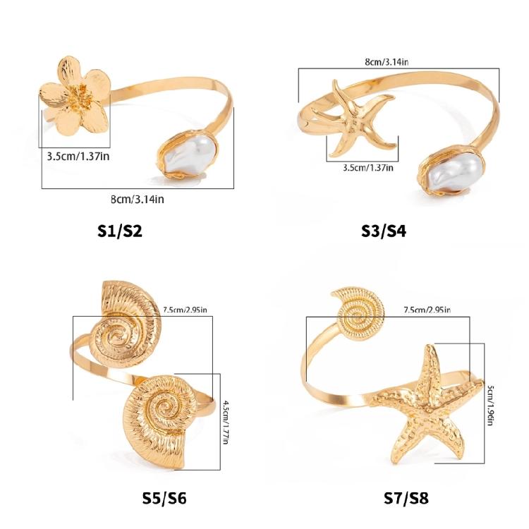 Adjustable Opening Women’s Arm Cuff Bracelet Punk Starfish Charm Geometric Iron Jewelry Gold Tone