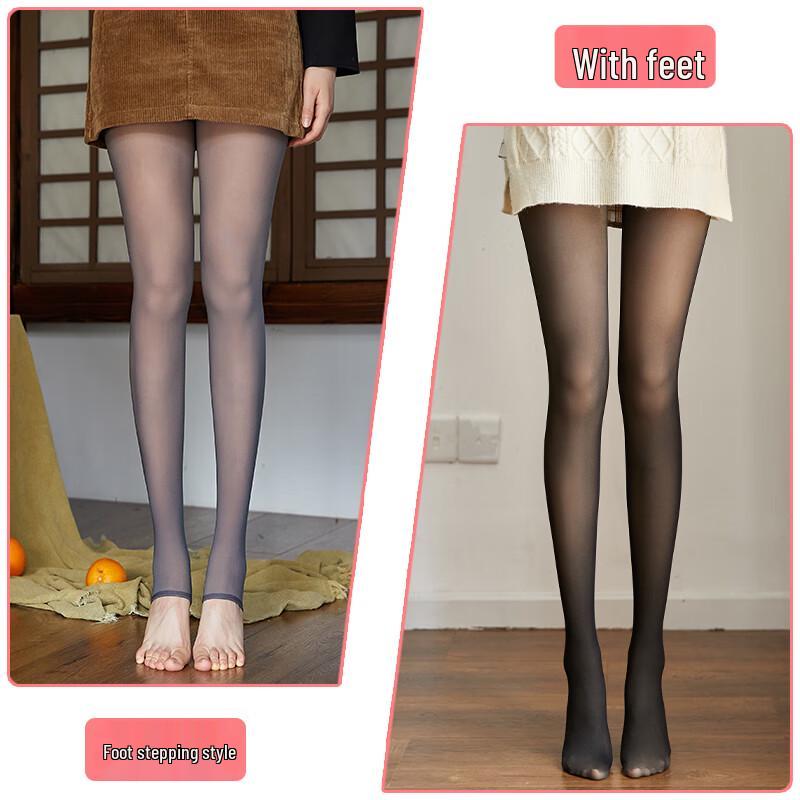 Langsashang Thermal Sheer Illusion Fleece Tights