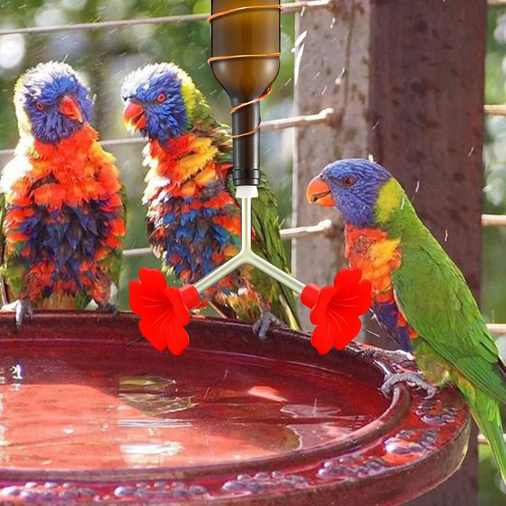 Packung mit 3 Y-förmigen Kolibrifutterspendern, Kunststoff-Blumenfutterauslass für den Außengarten, Vogeltränke, zieht Wildvögel an