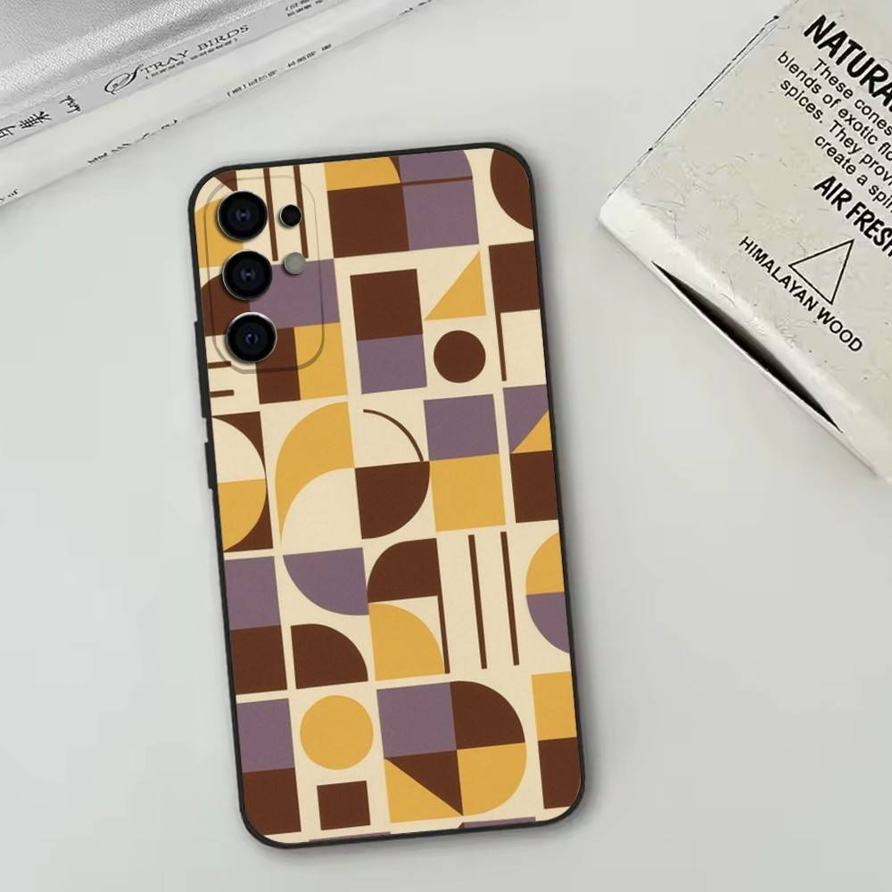 Vintage Geometric Block Phone Case For Samsung S25,S24,S21,S22,S23,S30,Ultra,S20,Plus,Fe,Lite,Note,10,Black Cover