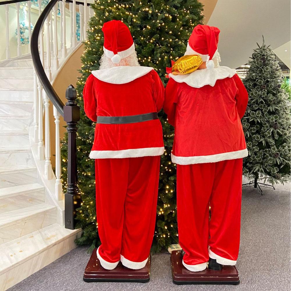70" Inch Christmas Life Size Animated Rock Singing and Dancing Santa Claus Collapsible Decoration Collection for Hotel Doorway