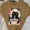 Women Summer T Shirt Kitty Retro Fashion Short Sleeve Tees Casual   Printed  Tops