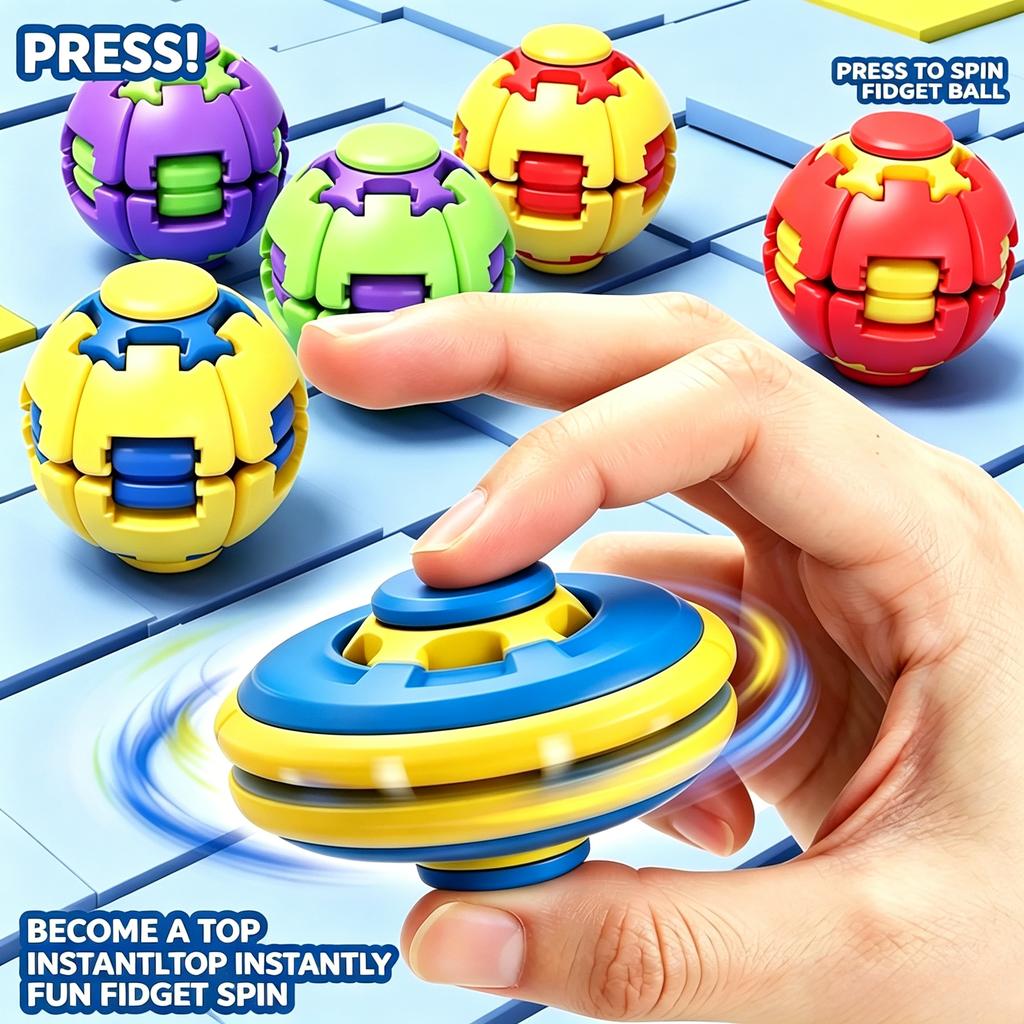Multicolor Pressable Rotating Decompression Fidget Ball, Smooth Spinner Toy, Handheld Focus Gadget To Release Pressure & Calm