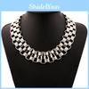 Europe Style Metal Necklace With Geometric Design And Water Wave Chain For Men Women