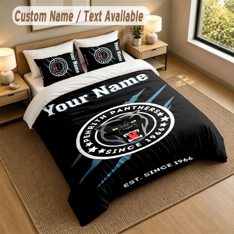 Bedding Set 1 Duvet Cover 2 Pillowcases Penrith Panthers Print Soft Bed Linen Bedroom Decor
