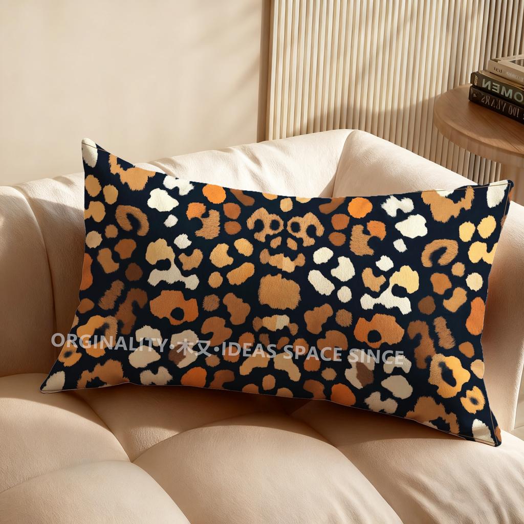 2D Leopard Skull Pattern Pillow Cover Suitable For Sofa Bedroom Car Pillow Cover Cushion Rectangular Back Cushion