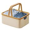 Bamboo Handle Folding Laundry Hamper Oxford Cloth Fabric Storage Bins  Household Use