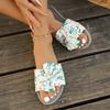 2025 Summer Open Toe Women's Slippers Printing New Outdoor Daily Plus Size Butterfly-knot Soft Bottom Flat Slippers