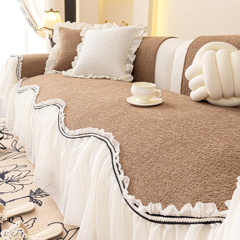 French light luxury skirt sofa cushion cover 2025 new four-season universal seat cushion cover fixed non-slip