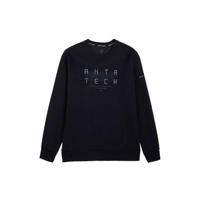 Anta Lifestyle Series Letter Round Neck Pullover Sweatshirt Men Sweatshirt Basic-Black 152337713-5