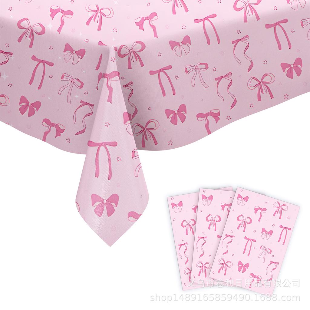 Bow Theme Party Supplies Bow Tablecloth Party Decoration Arrangement Props Tablecloth Atmosphere Tablecloth
