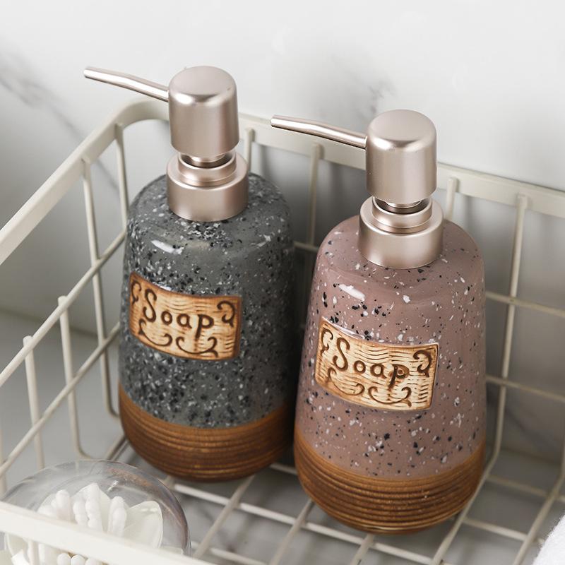 Keramik Seifenspender Pumpflasche für Shampoo Lotion Nachfüllbarer Flüssigkeitsbehälter