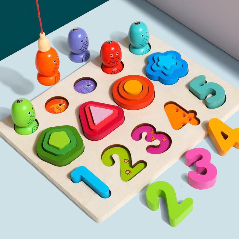 Wooden Children'S Educational Multi-Functional Three-In-One Set Of Column Cutting Music Bee Color Cognitive Toys