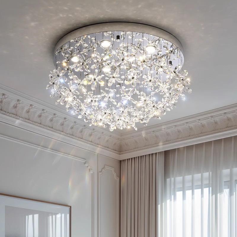 Luxury French Crystal LED Ceiling Light Energy Saving Indoor Lighting Fixture for Living Dining Room Bedroom Loft Home Decor