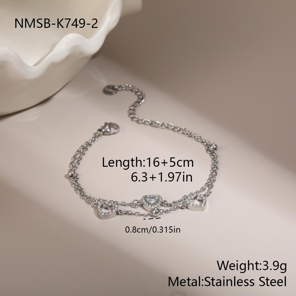 New Diamond-encrusted Exquisite and Compact Titanium Steel Bracelet Fashionable Light Luxury High-end Stainless Steel Non-fading Jewelry Women