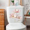 3D Pink Floral Toilet Stickers, Dimensional Flower Wall Decals for Bathroom Waterproof Removable Decor