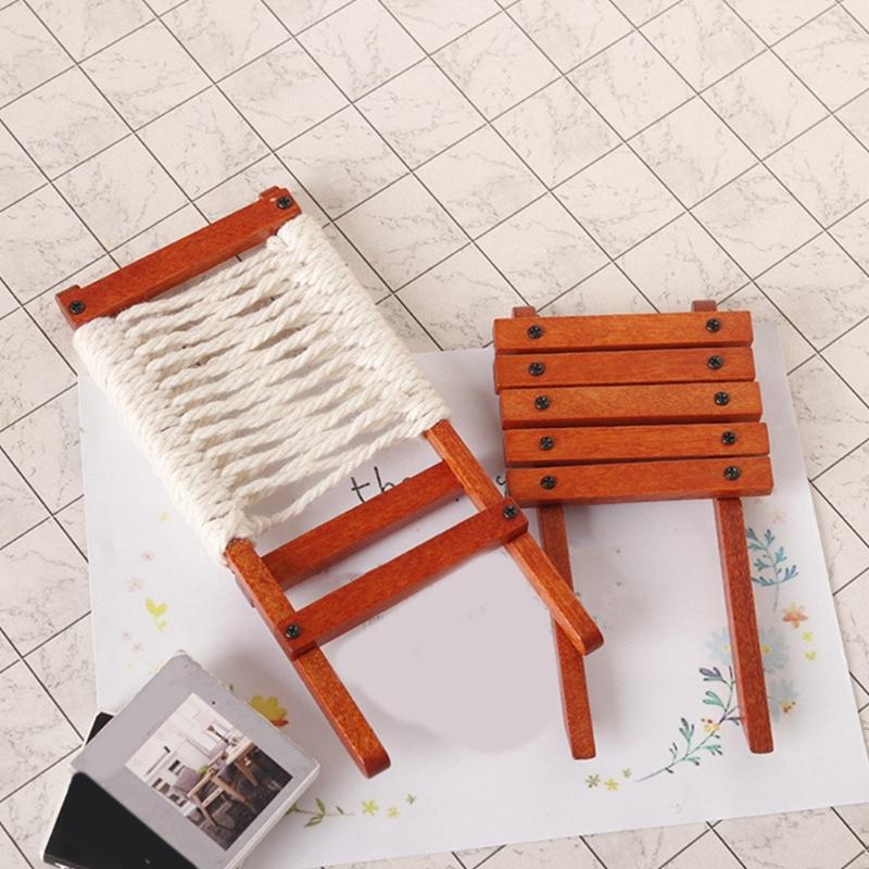 Doll House Zakka Chair Model Realistic Dollhouses Folding Chair Realistic Play Chair Realistic 1:12 Model Mini Size Toy