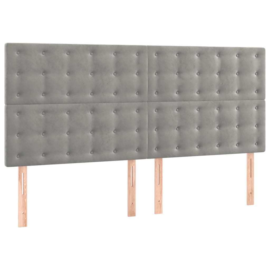 Vidaxl Letto Continentale Con Materasso, Grigio Chiaro, 160X200Cm, Velluto