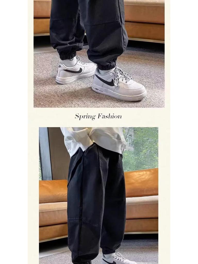 2025 New Boys' Fleece-Lined Sweatpants: Thickened Casual Sports Pants for Spring, Autumn, and Winter