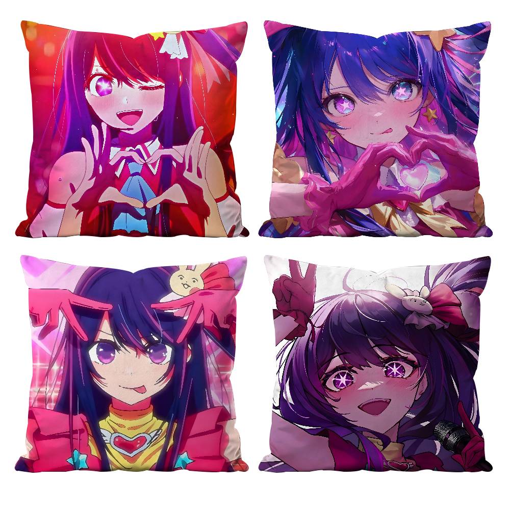 Hot Anime Oshi no Ko Hoshino Ai Pillow Case Anti-dustmite Pillowcase Invisible zipper silky short plush Sofa cushion cover