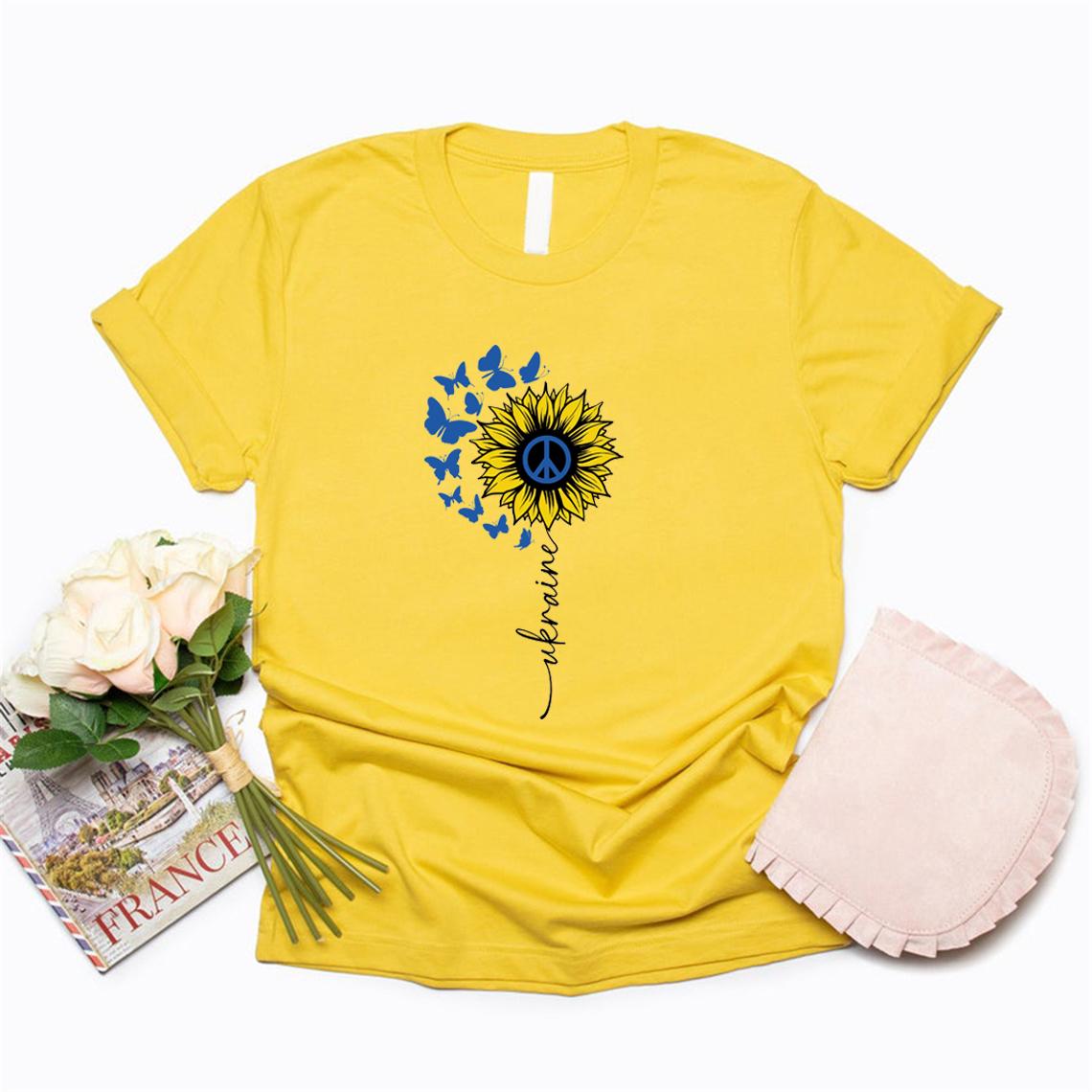 

Футболка Sunflower Ukraine Футболка Україна Жіночі футболки з коротким рукавом Вуличний одяг Повсякденні футболки з круглим вирізом Жіночий одяг XXL жовтий