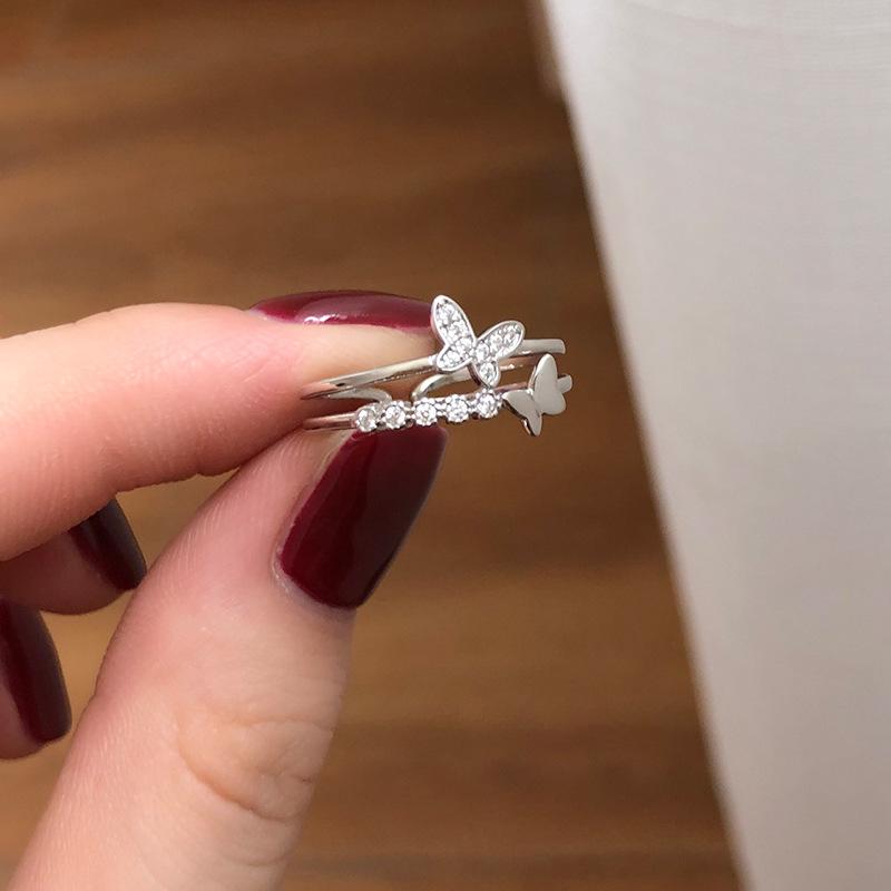 Design Sinn Trendige Mode Persönlichkeit Leichter Luxus Nische Geometrisch Offener Ring Set Zeigefinger Kleiner Finger Ring