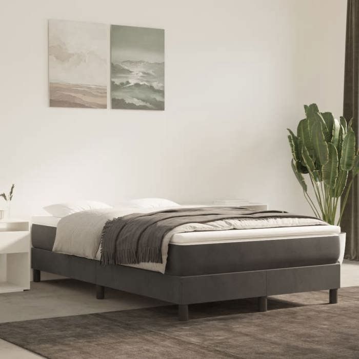 Maison Exclusive - Sommier à lattes de lit et matelas gris foncé 120x190cm velours