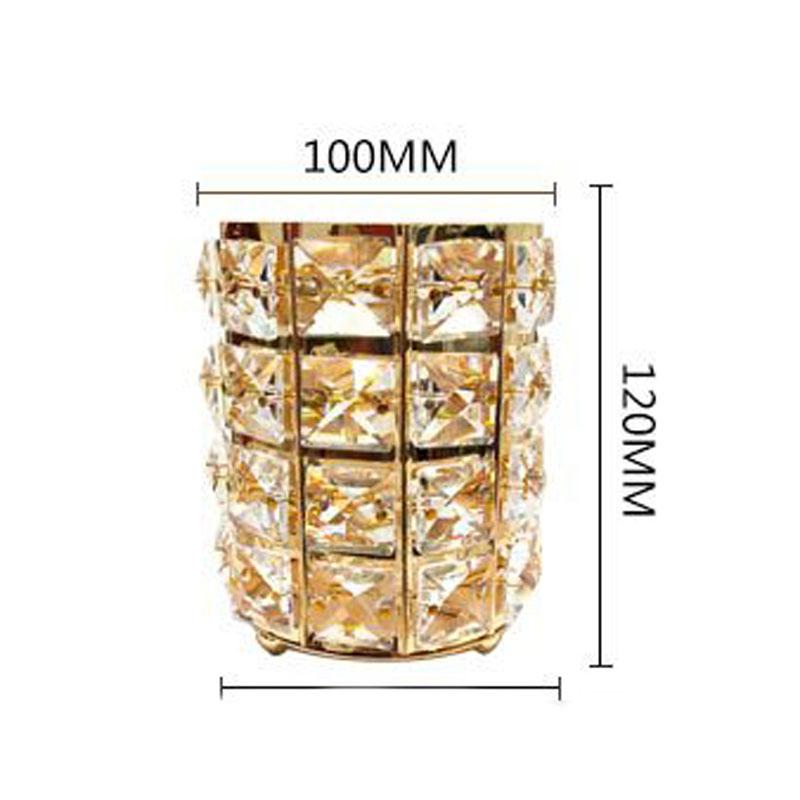 Suport Organizator Pensule Machiaj Argintiu/Auriu Cutie Depozitare Cosmetice Găleată Pensule Cutie Bijuterii Suport Pixuri Finisare Desktop Ornamente Cristal