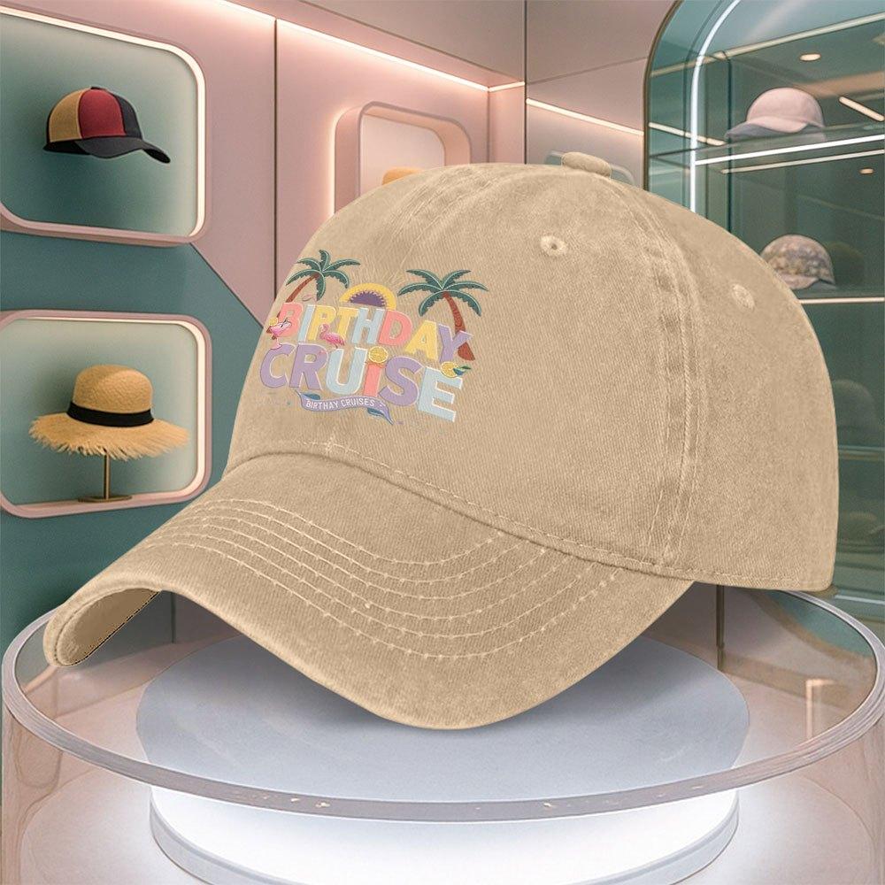 Birthday Cruise Printed Baseball Cap For Men Women Curved Brim Dad Hat Adjustable Duck Tongue Hat Multiple Colors