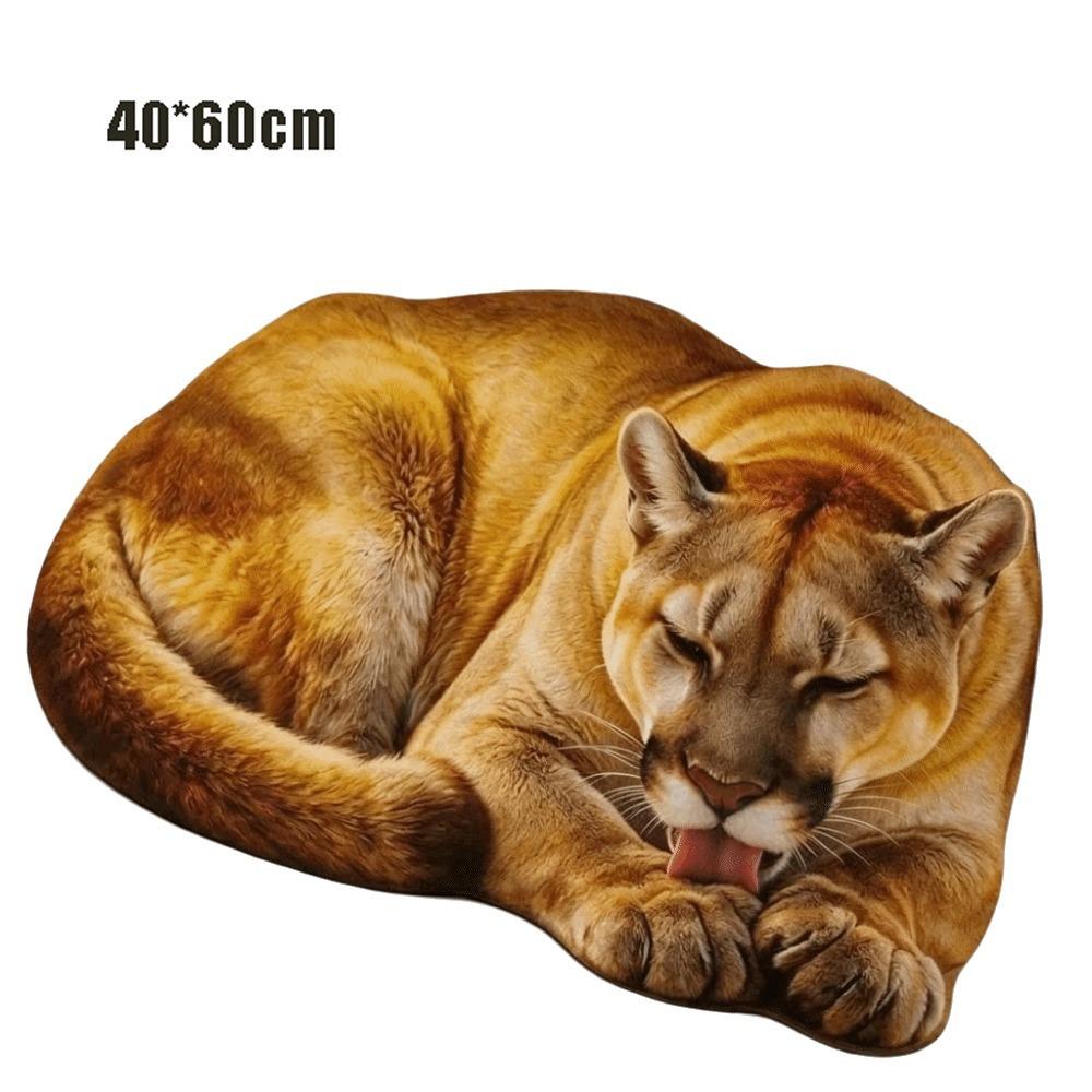 Non Slip Tiger Floor Mat Imitation Cashmere Animal Shape Mat Realistic Entrance Carpet  Home Decor