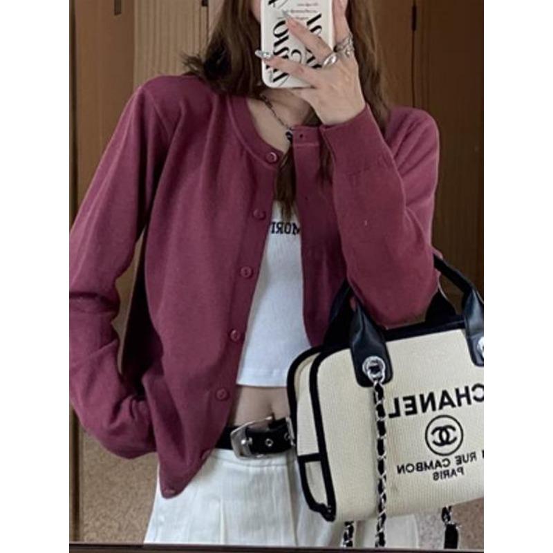 Women Korean Style Knit Cardigan Sweater Long Sleeve Button Front Sweaters Jackets Solid Color Loose Casual Sweaters Knitted Shirts