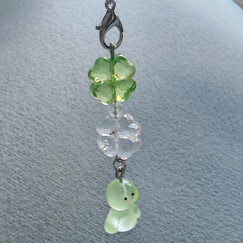 

Милый кулон-шарм для телефона в виде куклы «Солнечный день», кавайный брелок «Счастливый клевер», цепочка для мобильного телефона, изысканный аксессуар для украшения сумки, подарок зелёный