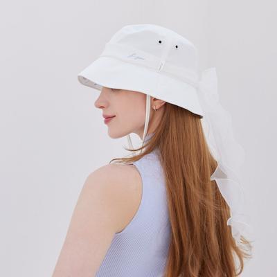J.JANE Hidden Logo Ribbon Bucket Hat (White-Blue)