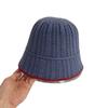 Simple bucket hat women's autumn and winter new contrasting color knitted bucket hat fashion sunshade sunscreen hat