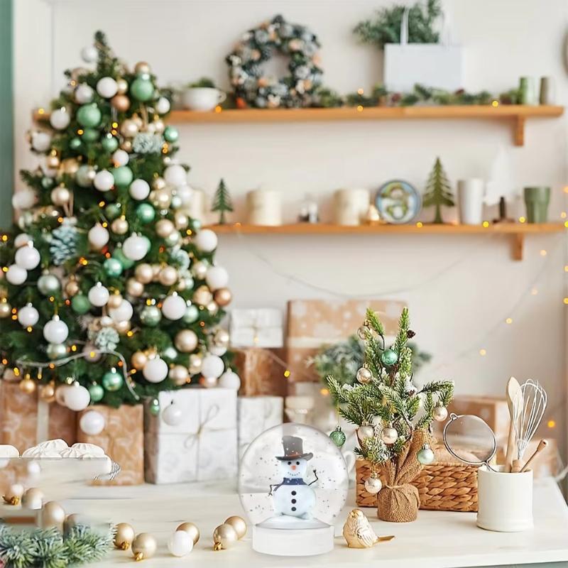 10 szt. Świąteczna Kula Śnieżna z Zakręcaną Pokrywką - Przezroczysta Plastikowa Kryształowa Kula do Dekoracji Świątecznych DIY, Ozdoby na Biurko i do Zawieszenia